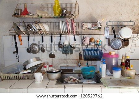 Very dirty kitchen, Should be cleaned.