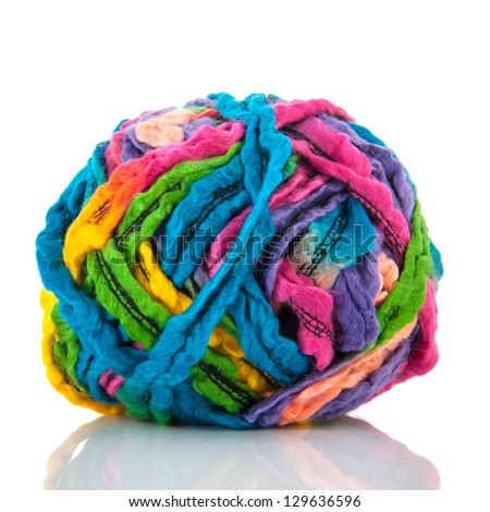 Modern ball wool in many colors isolated over white background