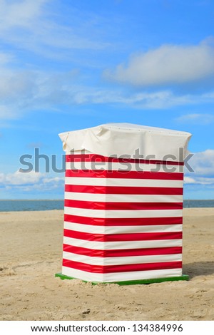 Red and white striped beach tent at wadden island Borkum