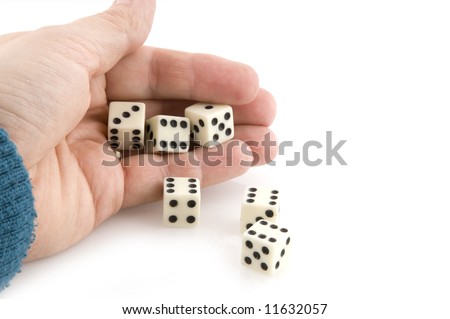 Hand throwing dices with good luck