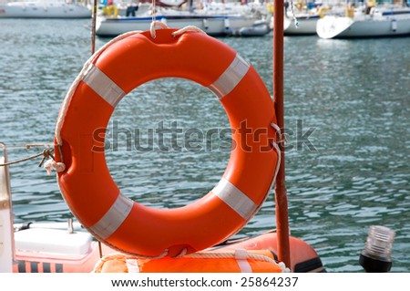 Life buoy on board from the ship