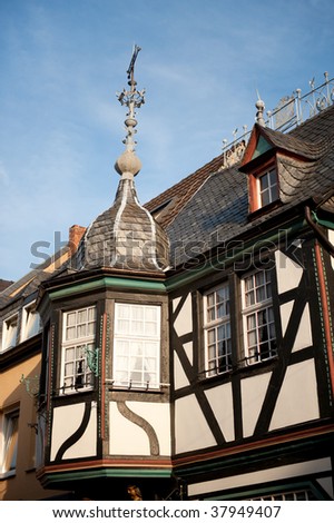 Detail of timber framing house in Ahrweiler Germany