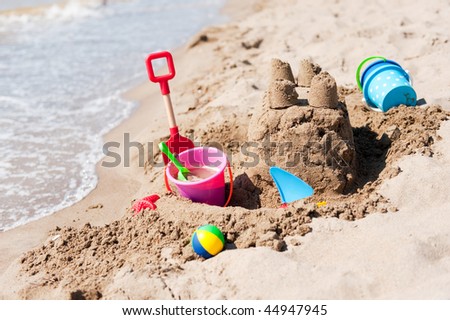 sand castle on the beach built by a child