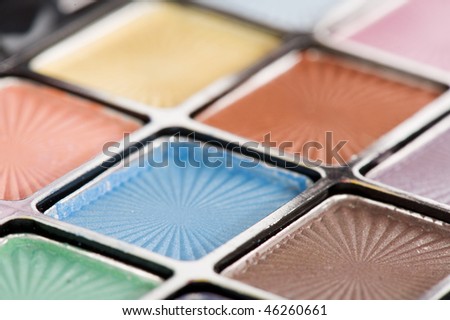 Make up case with many colors isolated over white