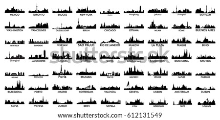 Most popular city skyline silhouette vectors Stock foto © 