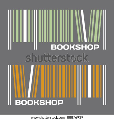 Bookshop, bookstore, barcode sign.