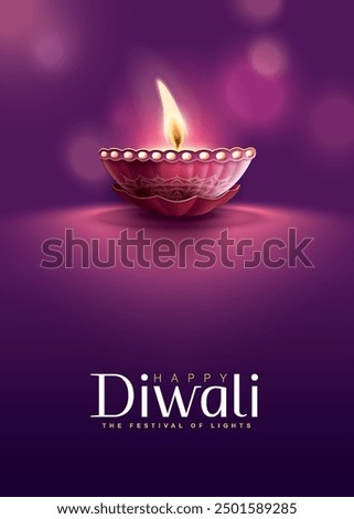 Happy Diwali festival with oil lamp, Rangoli decoration with Diya, Diwali holiday Background with rangoli, Diwali celebration greeting card,vector.