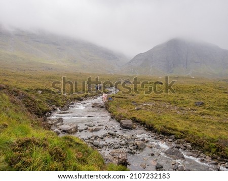 Heavy mist decending on the Fairy Pools waterfalls, Glenbrittle, Isle of Skye, Scotland, UK Zdjęcia stock © 