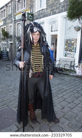 Haworth, UK, 23rd November 2014. Characters in fancy dress for the Steampunk festival weekend at Haworth today.
