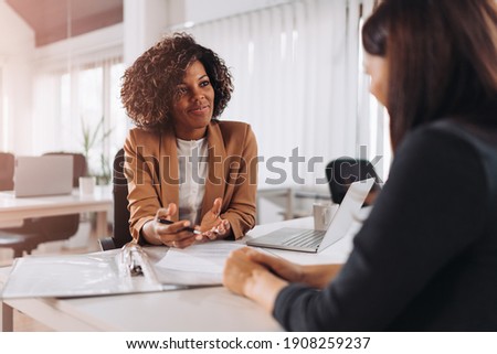 Young woman doing a job interview Foto stock © 