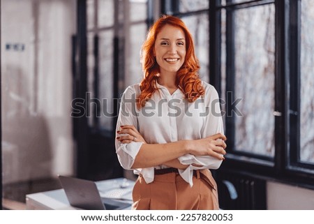 Similar – Image, Stock Photo red-haired woman Red