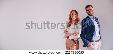 Similar – Image, Stock Photo Happy couple looking at each other on beach