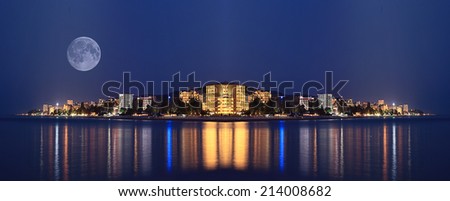 night landscape panorama sea hotels lights