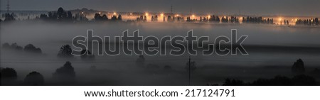 field fog night landscape