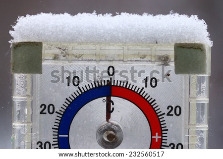 thermometer outdoors snow winter cold snap