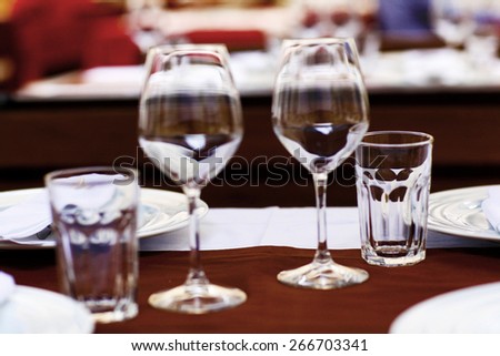Restaurant table setting glasses background