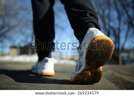 Sportin feet in shoes running sport