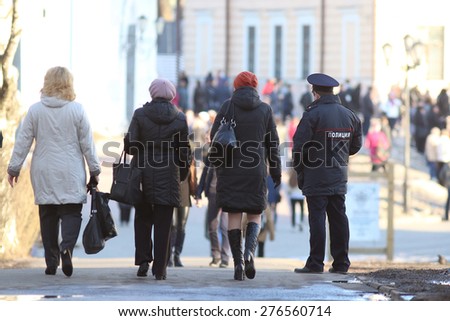 Vologda, RUSSIA -?? MARCH 10: Russian police officers in policing on March 10, 2014, in Vologda, Russia