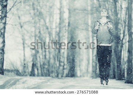 black and white spring winter portrait of a girl in cold tones