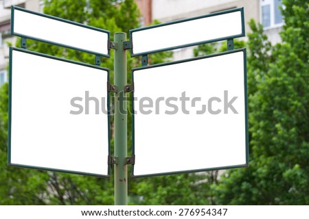 Blank street intersection sign with blank advertising