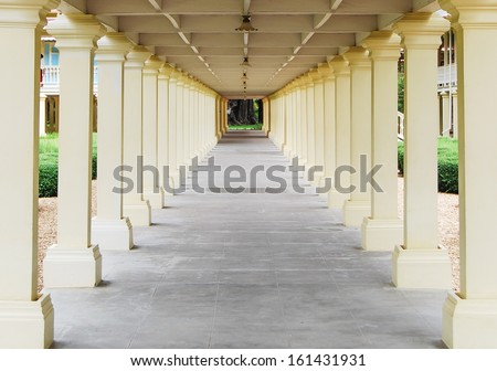 Corridor in Maruek Khathayawan Palace, Phetchaburi, Thailand