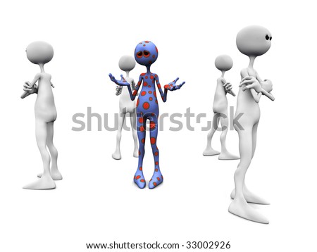 An Angry Group Of White Figures Standing In A Circle, Turning Their ...