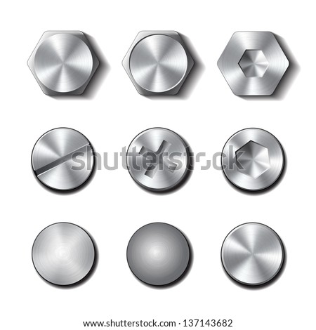 Set of screws and bolts on white background. Vector illustration