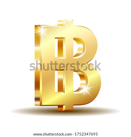 Thai baht golden currency symbol, money sign vector illustration on white background