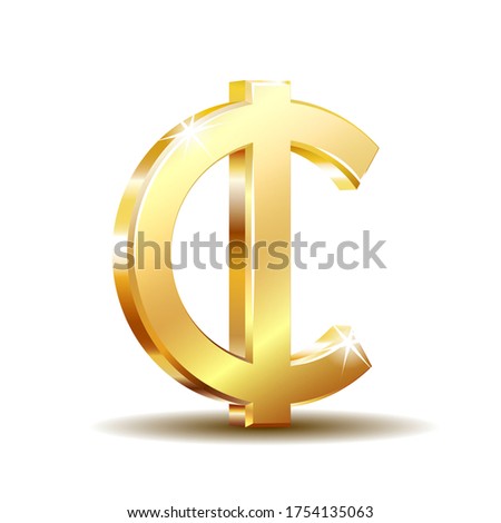 Ghana Cedi currency symbol, gold money sign, vector illustration on white background