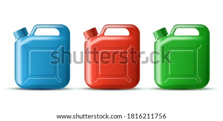 Set of Plastic Canister for storing Oil, Detergent, Liquid Soap, Milk or Juice Isolated on white background. Vector illustration