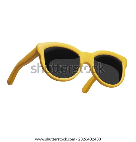 Realistic 3d yellow sunglasses. Summertime object. Vector illustration Isolated on white background.