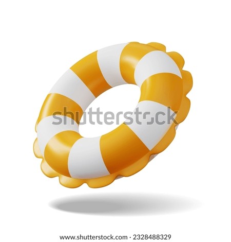 Yellow Swim ring - Inflatable rubber toy for water and beach or trip safety. Life saving floating lifebuoy for beach. Vector illustration on white background.