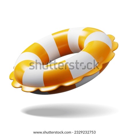 Yellow Swim ring - Inflatable rubber toy for water and beach or trip safety. Life saving floating lifebuoy for beach. Vector illustration on white background.