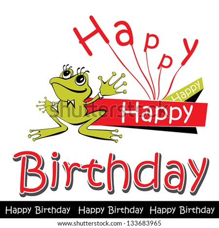 Happy Birthday Card Frog Stock Vector Illustration 133683965 : Shutterstock