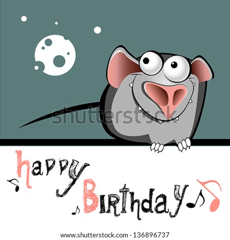 Happy Birthday Mouse Stock Vector 136896737 : Shutterstock