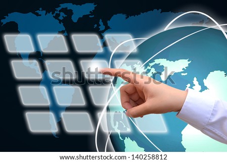 Finger selecting square from digital menu