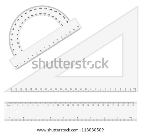 Ruler instruments on a white background. Vector illustration.
