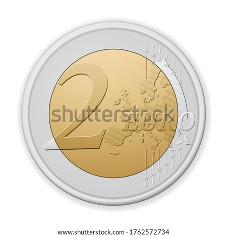 Two euro coin on a white background. Vector illustration.