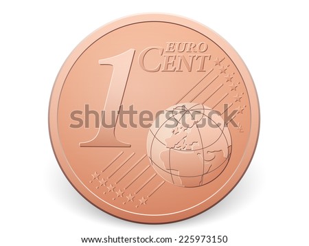 One euro cent coin on a white background.
