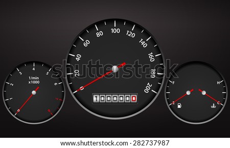 Car dashboard elements on a black background.