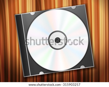 Compact disc and mouse on a wooden desk. Vector illustration.