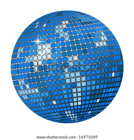 Isolated Blue Disco Ball On A White Background. Vector Illustration ...