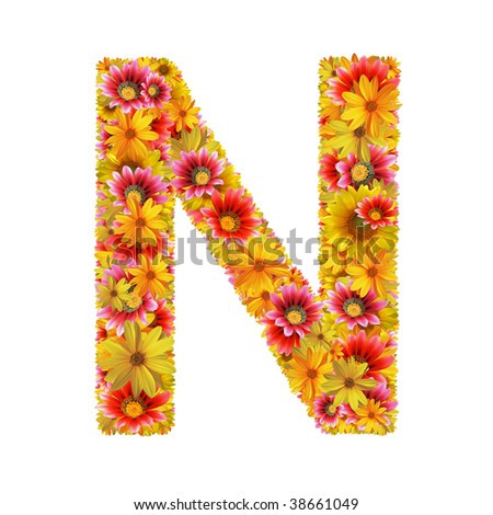 Letter N Created Of Flowers Isolated On White Background (With Clipping ...