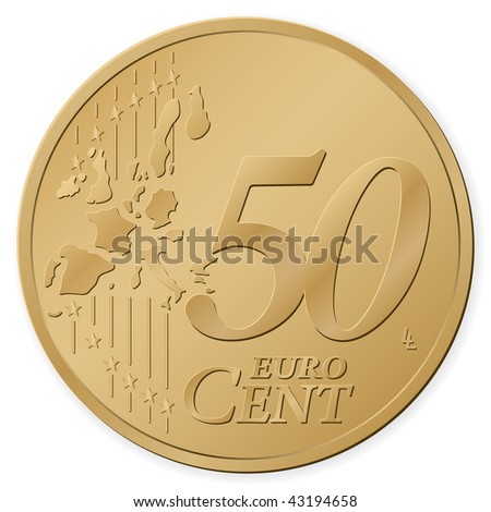 50 Euro Cent Isolated On A White Background. Stock Photo 43194658 ...