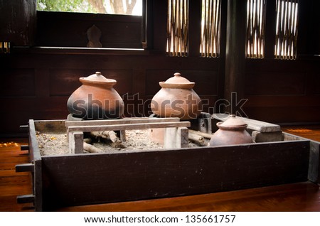 thai old kitchen style with clay pot
