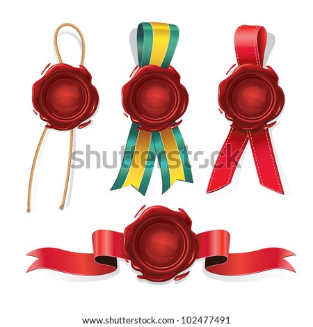 Set Of Red Wax Seals. Stock Vector Illustration 102477491 : Shutterstock