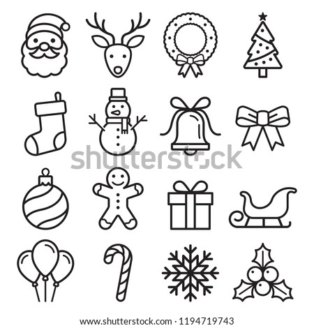 Christmas icons set. Vector illustrations. Stock foto © 