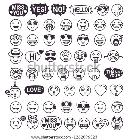 Emoji emoticons symbols icons set. Vector Illustrations