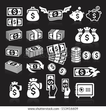 Set of money icons. Vector illustration