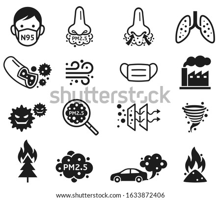Micro dust pm 2.5 icons. Vector illustrations.